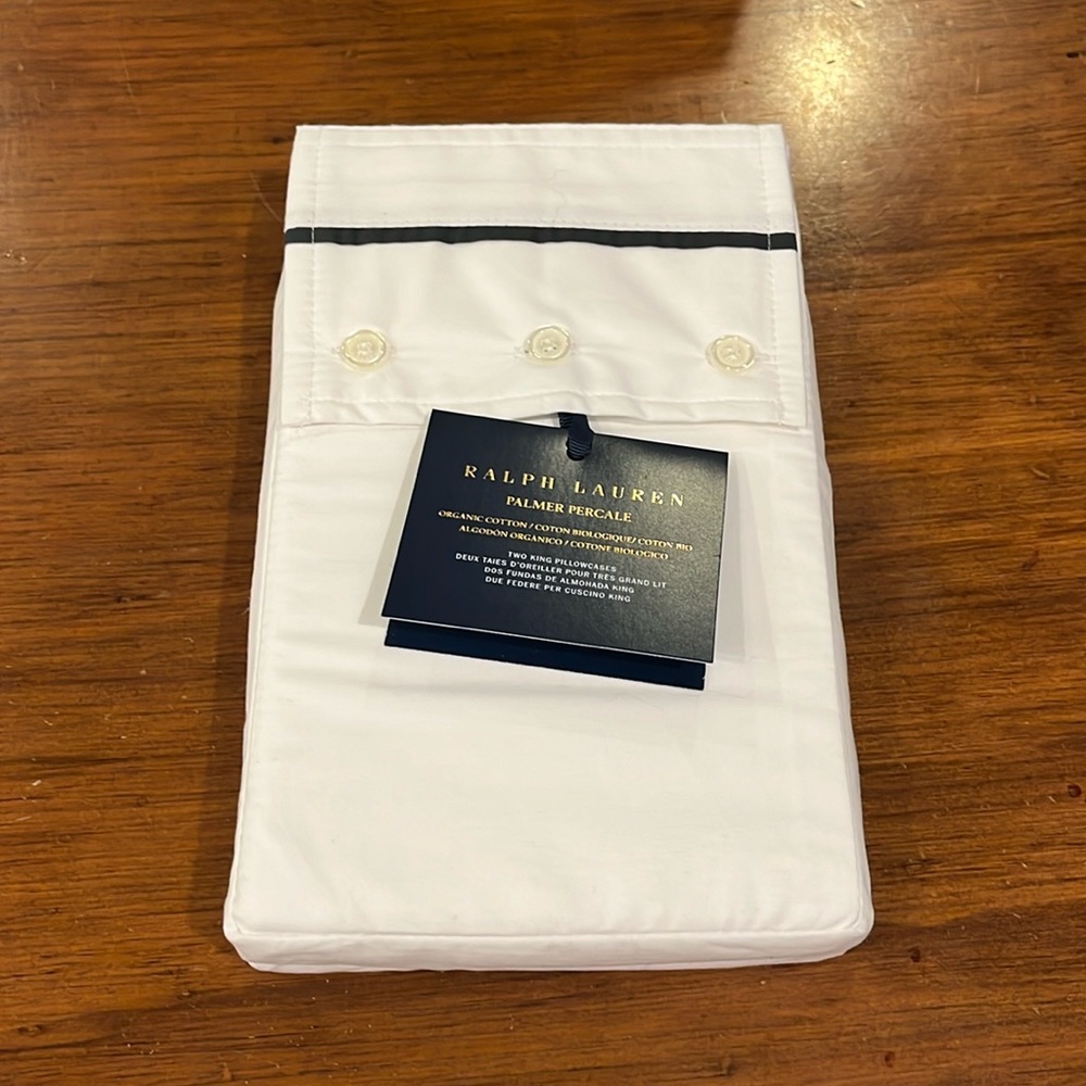 Ralph Lauren RL Organic Cotton 464 TC Palmer Percale 2 King Pillowcases